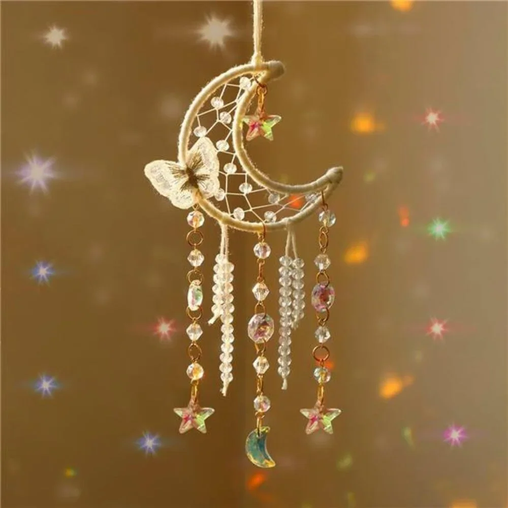 White Butterfly Small Moon Dream Catchers